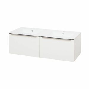 MEREO Mailo, koupelnová skříňka s keramickým umyvadlem, bílá, 4 zásuvky, 1210x476x365 mm CN518