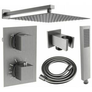 MEXEN/S Cube DR02 podomítkový sprchový SET + slim sprcha 30 cm, grafit 77502DR0230-66