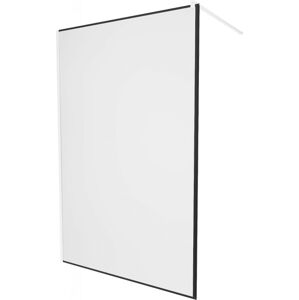 MEXEN/S KIOTO Sprchová zástěna WALK-IN 90 x 200 cm, transparent/černý vzor 8 mm, bílá 800-090-101-20-70