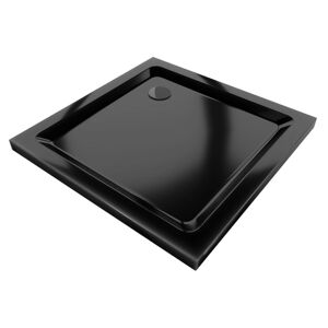 MEXEN/S Flat sprchová vanička čtvercová slim 70 x 70 cm, černá + černý sifon 40707070B