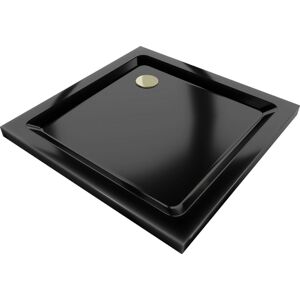 MEXEN/S Flat sprchová vanička čtvercová slim 70 x 70 cm, černá + zlatý sifon 40707070G