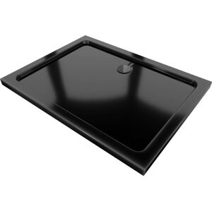 MEXEN/S Flat sprchová vanička obdélníková slim 80 x 70 cm, černá + černý sifon 40707080B