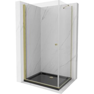 MEXEN/S Pretoria sprchový kout 70x80 cm, transparent, zlatá + sprchová vanička včetně sifonu 852-070-080-50-00-4070G