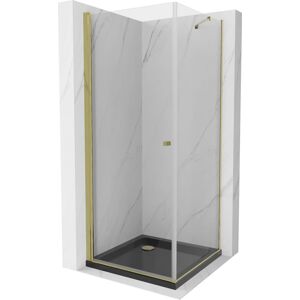 MEXEN/S Pretoria sprchový kout 80x80 cm, transparent, zlatá + sprchová vanička včetně sifonu 852-080-080-50-00-4070G