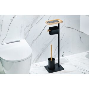 HOPA WC štětka + držák papíru, kov (černá barva), bambus KD02071794