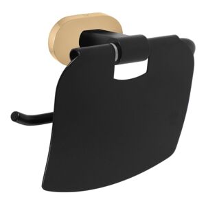 SLEZAK-RAV Držák toaletního papíru s krytem černá matná/zlato Koupelnový doplněk YUKON, Barva: černá matná/zlato YUA0400CMATZ