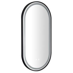 SAPHO KEIRA oválné zrcadlo s LED osvětlením 45x90cm, senzor, fólie anti-fog, 3000-6500°K, černá mat KE045