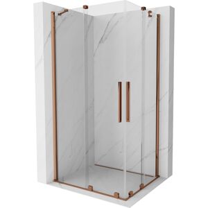 MEXEN/S Velar Duo čtvercový sprchový kout 90 x 80 cm, transparent, růžové zlato 871-090-080-02-60