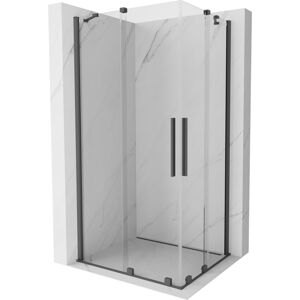 MEXEN/S Velar Duo čtvercový sprchový kout 90 x 80 cm, transparent, šedá kartáčovaná 871-090-080-02-66