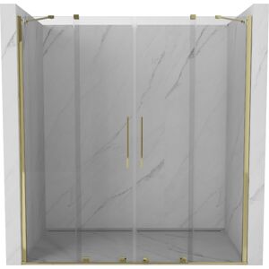 MEXEN/S Velar Duo posuvné sprchové dveře 180 cm, transparent, złote 871-180-000-02-50