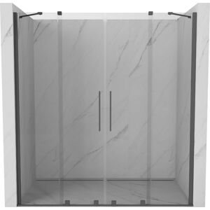 MEXEN/S Velar Duo posuvné sprchové dveře 200 cm, transparent, šedá kartáčovaná 871-200-000-02-66