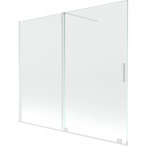 MEXEN/S Velar Dvoukřídlá posuvná vanové zástěna 180 x 150 cm, transparent, bílá 896-180-000-01-20