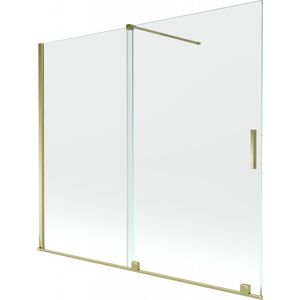 MEXEN/S Velar Dvoukřídlá posuvná vanové zástěna 180 x 150 cm, transparent, zlatá 896-180-000-01-50