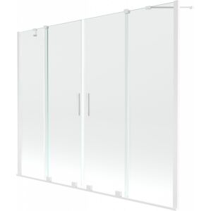 MEXEN/S Velar Duo Dvoukřídlá posuvná vanové zástěna 200 x 150 cm, transparent, bílá 896-200-000-02-20