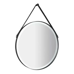 BEMETA ARA zrcadlo kulaté s LED osvětlením, průměr 60cm, kožený pásek, černá matná  198411081 198411081