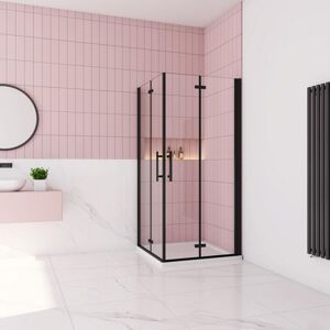 H K Sprchový kout MELODY BLACK R107, 100x70 cm se zalamovacími dveřmi včetně sprchové vaničky z litého mramoru