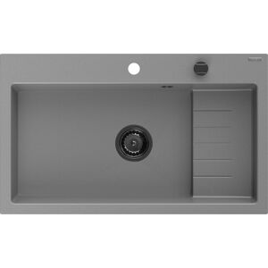 MEXEN/S Omar granitový dřez 800 x 480 mm, šedá, černý sifon 6520801005-71-B