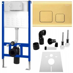 REA Podomítkový WC systém + tlačítka F zlatý KPL-90009