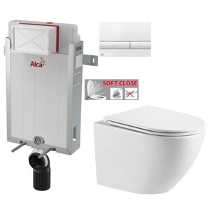 ALCADRAIN Renovmodul předstěnový instalační systém s bílým tlačítkem M1710 + WC INVENA LIMNOS WITH SOFT, včetně soft/close sedátka AM115/1000 M1710 LI1