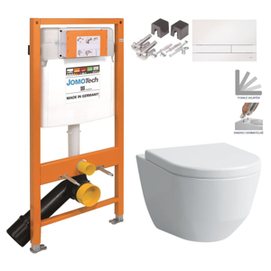 JOMOTech modul pro závěsné WC s bílou deskou + WC LAUFEN PRO + SEDÁTKO 174-91100900-00 LP3