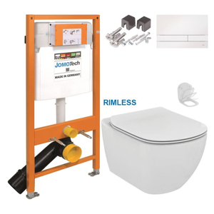 JOMOTech modul pro závěsné WC s bílou deskou + WC Ideal Standard Tesi se sedátkem RIMLESS 174-91100900-00 TE2