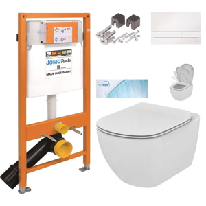 JOMOTech modul pro závěsné WC s bílou deskou + WC Ideal Standard Tesi se sedátkem SoftClose, AquaBlade 174-91100900-00 TE1