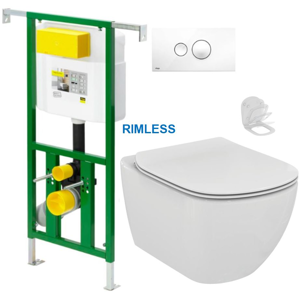 AKCE/SET/VIEGA Eko PLUS modul do jádra WC čelní ovládání SET + ovládací tlačítko BÍLÉ + WC TESI RIMLESS V622176BI TE2