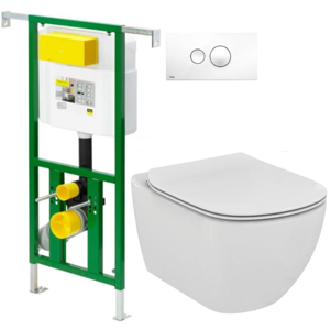 AKCE/SET/VIEGA Eko PLUS modul do jádra WC čelní ovládání SET + ovládací tlačítko BÍLÉ + WC TESI V622176BI TE3