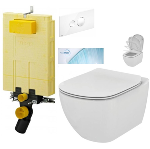 AKCE/SET/VIEGA SET MONO modul WC čelní ovládání + ovládací tlačítko BÍLÉ + WC TESI se sedátkem SoftClose, AquaBlade V606732BI TE1