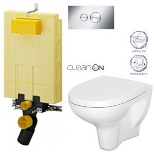 AKCE/SET/VIEGA MONO modul WC čelní ovládání + ovládací tlačítko CHROM + WC CERSANIT ARTECO CLEAN ON + SEDÁTKO V606732CR AT1