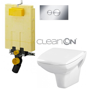 AKCE/SET/VIEGA MONO modul WC čelní ovládání + ovládací tlačítko CHROM + WC CERSANIT CARINA CLEANON + SEDÁTKO V606732CR CA1