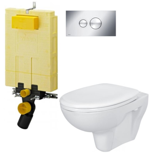 AKCE/SET/VIEGA MONO modul WC čelní ovládání + ovládací tlačítko CHROM + WC CERSANIT PRESIDENT + SEDÁTKO V606732CR PR1