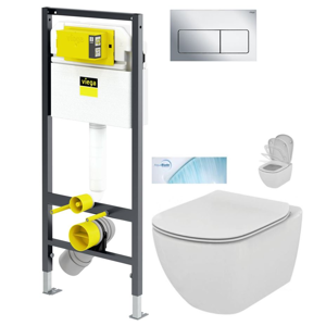 VIEGA Presvista modul DRY pro WC včetně tlačítka Life5 CHROM + WC Ideal Standard Tesi se sedátkem SoftClose, AquaBlade V771973 LIFE5CR TE1