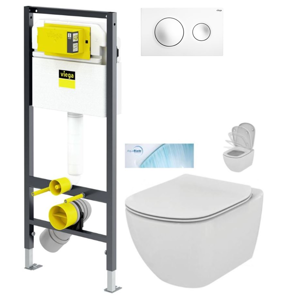 VIEGA Presvista modul DRY pro WC včetně tlačítka Style 20 bílé + WC Ideal Standard Tesi se sedátkem SoftClose, AquaBlade V771973 STYLE20BI TE1