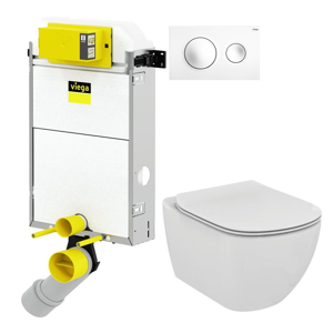 VIEGA Presvista modul PURE pro WC včetně tlačítka Style 20 bílé + WC Ideal Standard Tesi se sedátkem V771928 STYLE20BI TE3