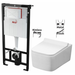 ALCAPLAST Sádromodul předstěnový instalační systém bez tlačítka + WC REA Rico Rimless + SEDÁTKO AM101/1120 X RI1