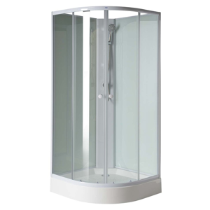 AQUALINE AIGO čtvrtkruhový sprchový box 900x900x2060 mm, bílý profil, čiré sklo YB93