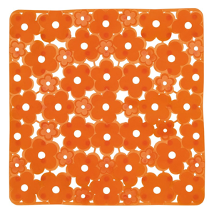 AQUALINE MARGHERITA podložka do sprchového koutu 51,5x51,5cm s protiskluzem, PVC,oranžová 975151P4