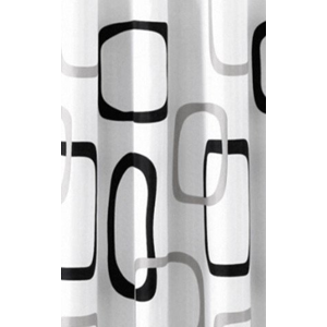 AQUALINE Sprchový závěs 180x200cm, polyester, bílá/černá/modrá ZP004