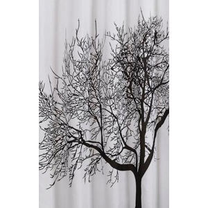 AQUALINE Sprchový závěs 180x200cm, polyester, černá/bílá, strom ZP008