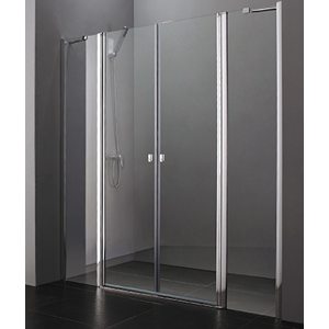 Aquatek Glass B4 110 sprchové dveře do niky dvoukřídlé s pevnou stěnou 106,5-110cm, barva rámu bílá, výplň sklo čiré GLASSB4110-166