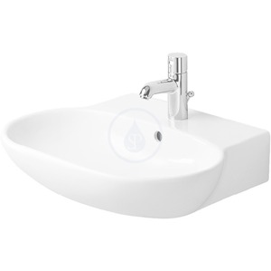 DURAVIT Bathroom_Foster Jednootvorové umyvadlo s přepadem, 700 mm x 540 mm, bílé umyvadlo, s WonderGliss 04197000001