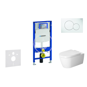 GEBERIT Duofix Modul pro závěsné WC s tlačítkem Sigma01, alpská bílá + Duravit ME by Starck WC a sedátko, Rimless, SoftClose 111.300.00.5 NM1