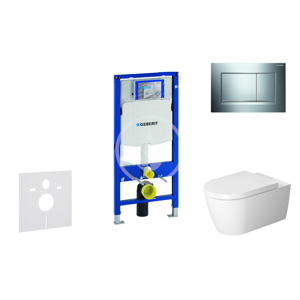 GEBERIT Duofix Modul pro závěsné WC s tlačítkem Sigma30, lesklý chrom/chrom mat + Duravit ME by Starck WC a sedátko, Rimless, SoftClose 111.300.00.5 NM6