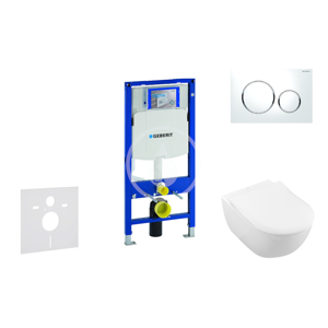 GEBERIT Duofix Modul pro závěsné WC s tlačítkem Sigma20, bílá/lesklý chrom + Villeroy Boch WC a sedátko, DirectFlush, SoftClose, CeramicPlus 111.300.00.5 NI4