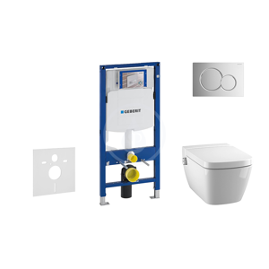 GEBERIT Duofix Modul pro závěsné WC s tlačítkem Sigma01, lesklý chrom + Tece One sprchovací toaleta a sedátko, Rimless, SoftClose 111.300.00.5 NT2