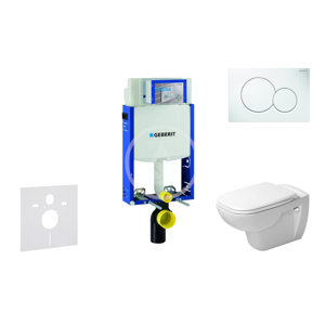 GEBERIT Kombifix Modul pro závěsné WC s tlačítkem Sigma01, alpská bílá + Duravit D-Code WC a sedátko, Rimless, SoftClose 110.302.00.5 NH1