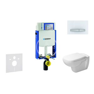 GEBERIT Kombifix Modul pro závěsné WC s tlačítkem Sigma50, alpská bílá + Duravit D-Code WC a sedátko, Rimless, SoftClose 110.302.00.5 NH8