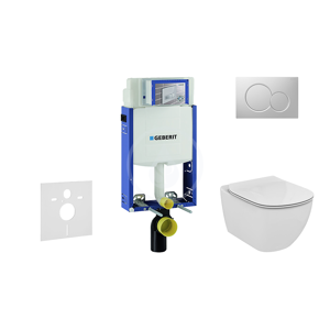 GEBERIT Kombifix Modul pro závěsné WC s tlačítkem Sigma01, matný chrom + Ideal Standard Tesi WC a sedátko, Aquablade, SoftClose 110.302.00.5 NU3