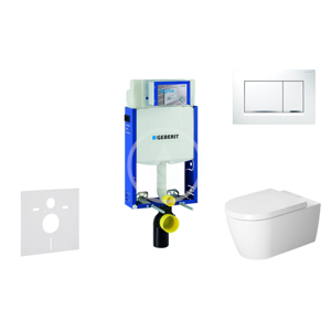 GEBERIT Kombifix Modul pro závěsné WC s tlačítkem Sigma30, bílá/lesklý chrom + Duravit ME by Starck WC a sedátko, Rimless, SoftClose 110.302.00.5 NM5